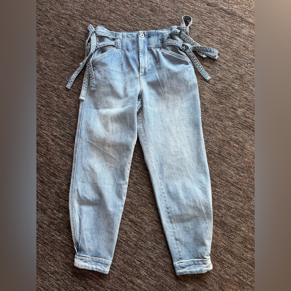 NWOT Something Navy Sydney Tie Waist Denim Trouser Jeans Size 8 - Picture 3 of 10